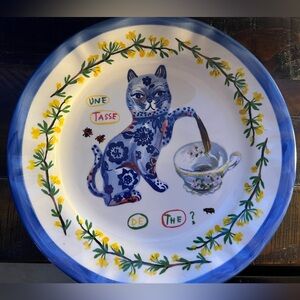 Nathalie Lete Anthropologie Plate Cat Plate New